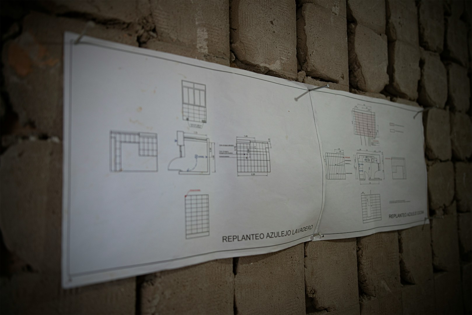 Working set posted at the wall during a renovation
