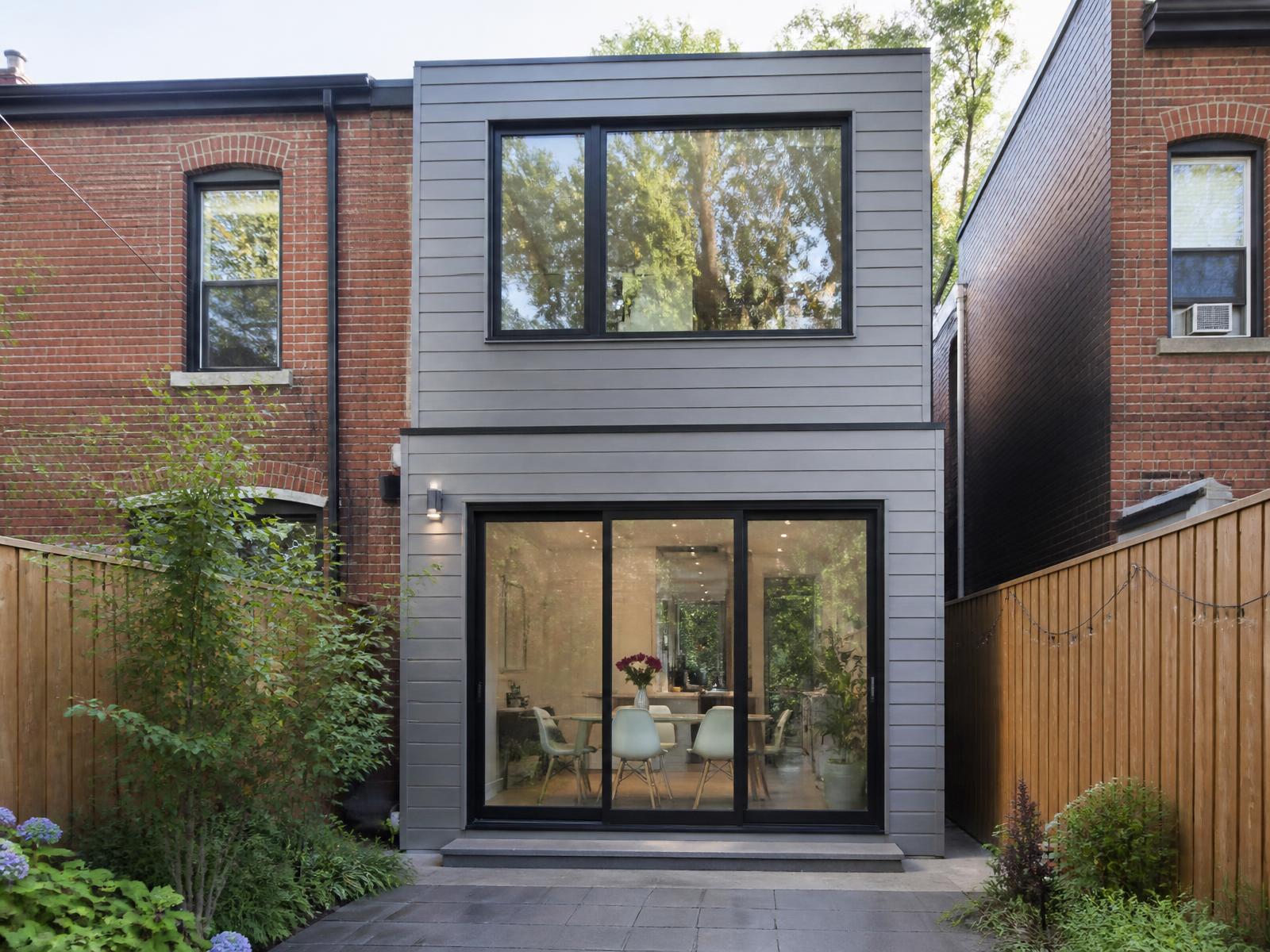 Completed rear extension on a brick row house