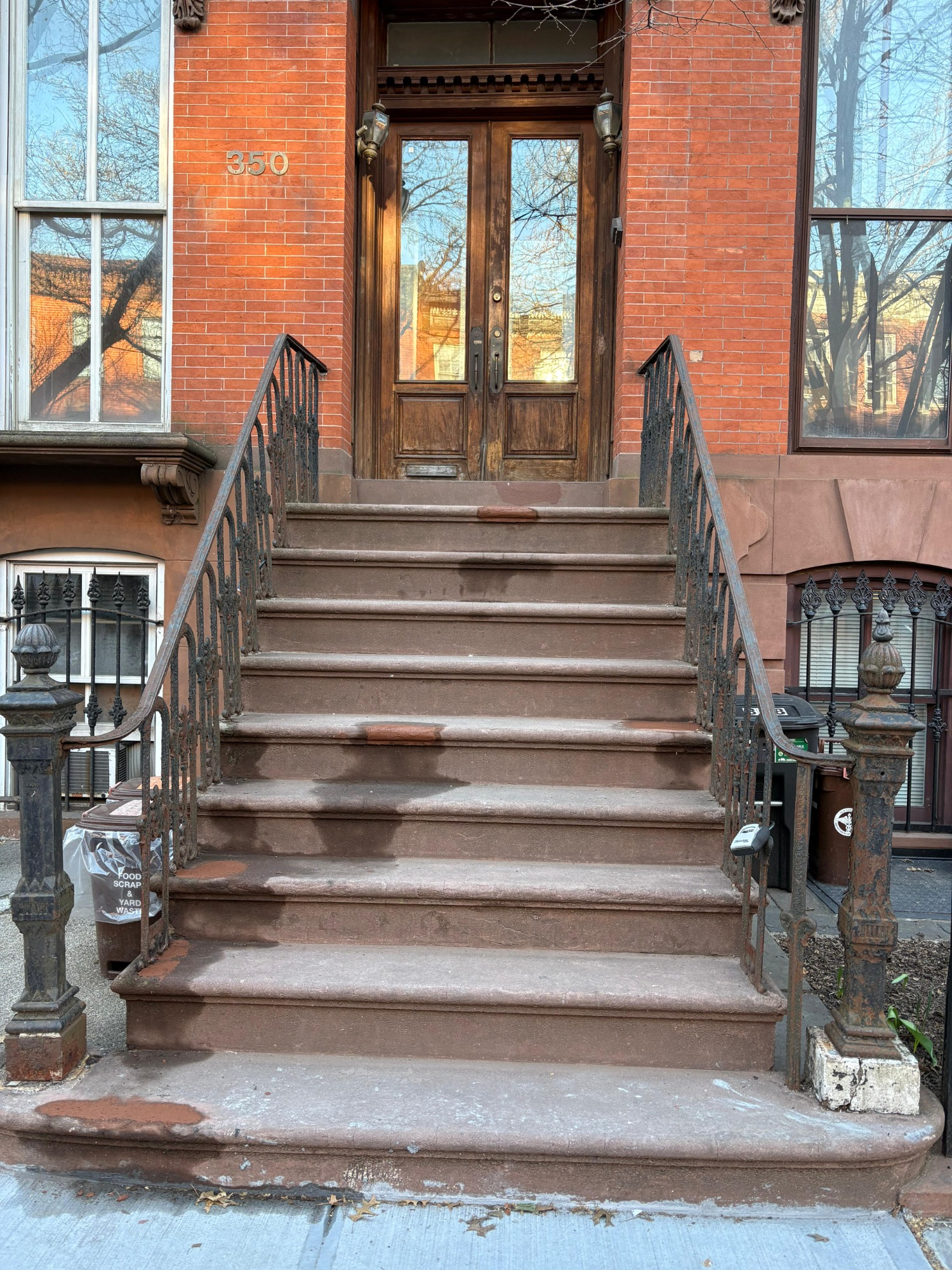 Historic Brooklyn brownstone stoop, resurfaced treads